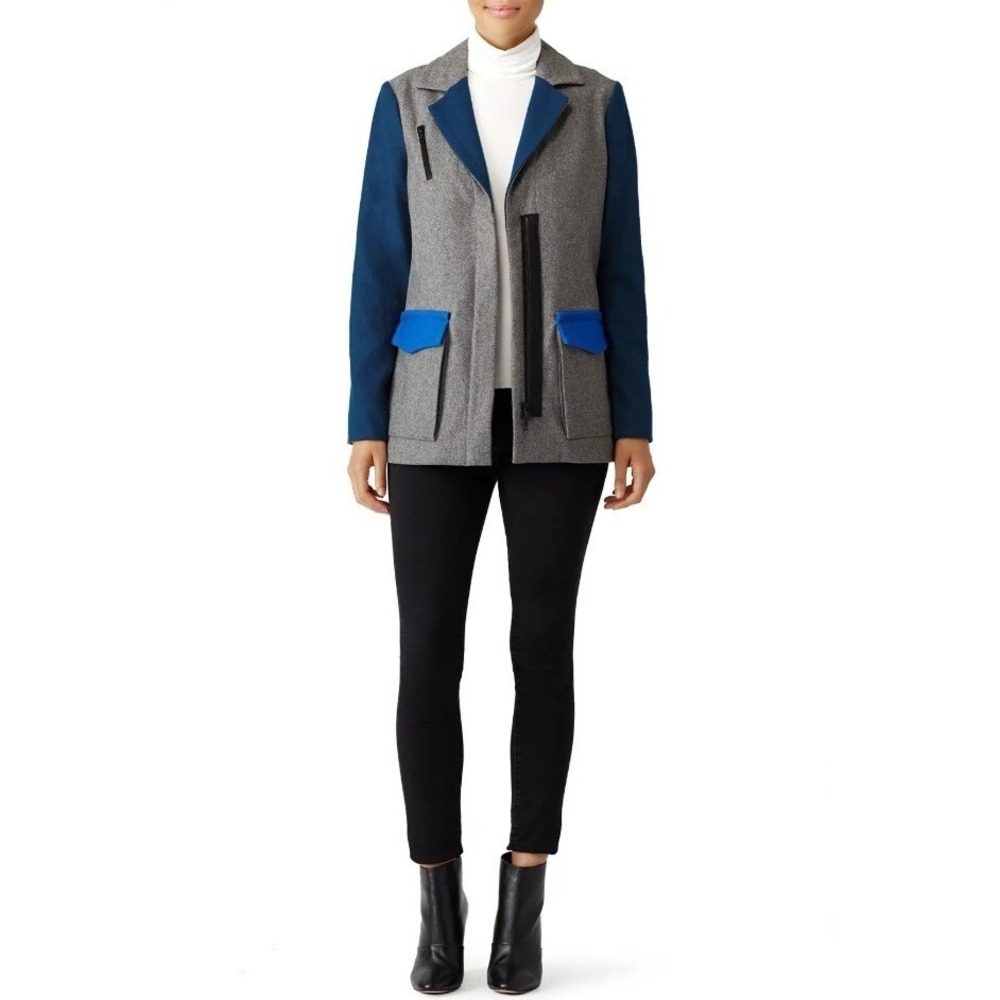 Banana Republic X Ellie Mae Archer S Wool Blend Colorblock Jacket Blazer Relaxed